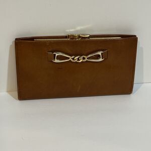 Vintage St. Thomas Cowhide Leather Kiss Lock Slots Brown Wallet Festival Boho